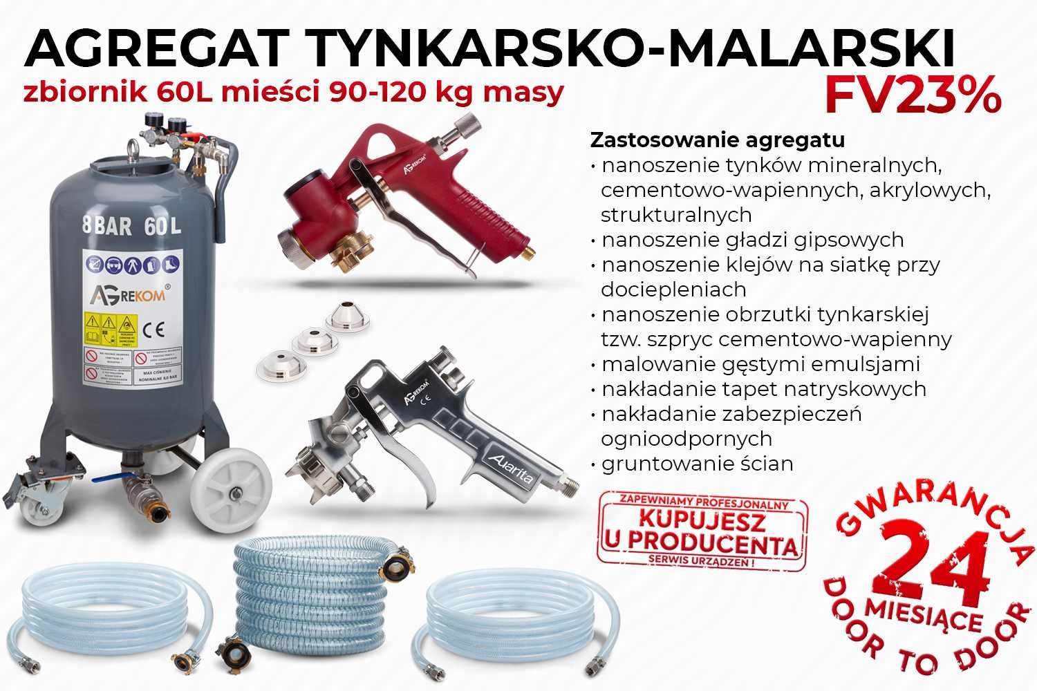 agregat do tynkowania natryskowego pistolet malarski tynkarski AGREKOM