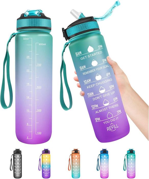 Butelka Motywacyjna Na Wodę 1L Bidon Sportowy z Podziałką i Miarką XXL