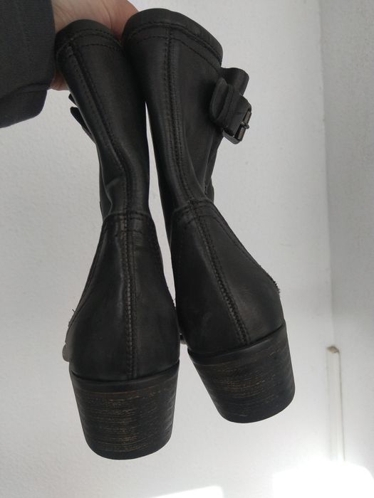 Botas pretas Zara pele genuína