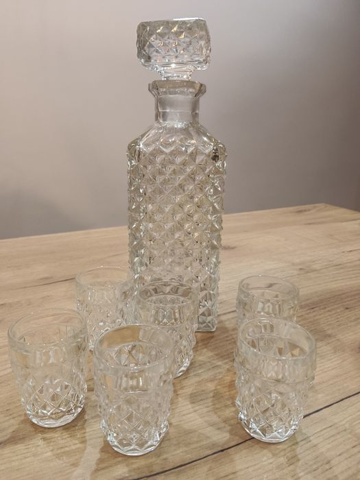 Karafka kryształowa i 6 kieliszków kryształ  antyk