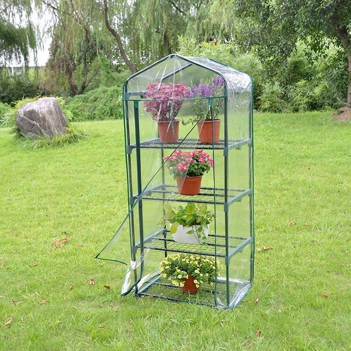 Mini Szklarnia Balkonowa Ogrodowa 4 Półki Pionowa Foliak 160X69X50 Cm