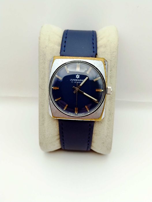 Granatowy Junghans mechaniczny męski zegarek