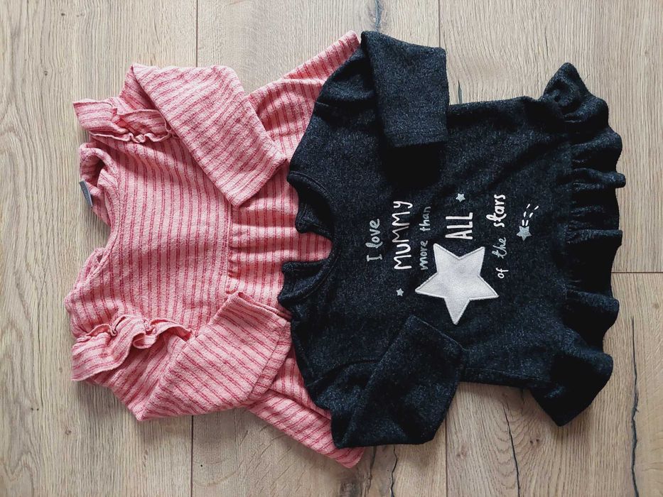 2 ciekie sweterki z falbankami george next 9-12m 74-80 cm