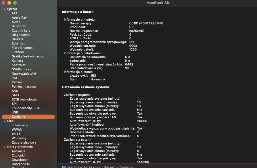 Macbook Air 13" 2017 - 187 cykli baterii (kolor Silver)