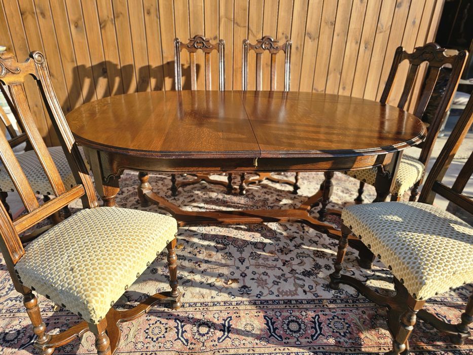 Stół dębowy owalny + 6 krzeseł #1365 Stylowy Węgrów