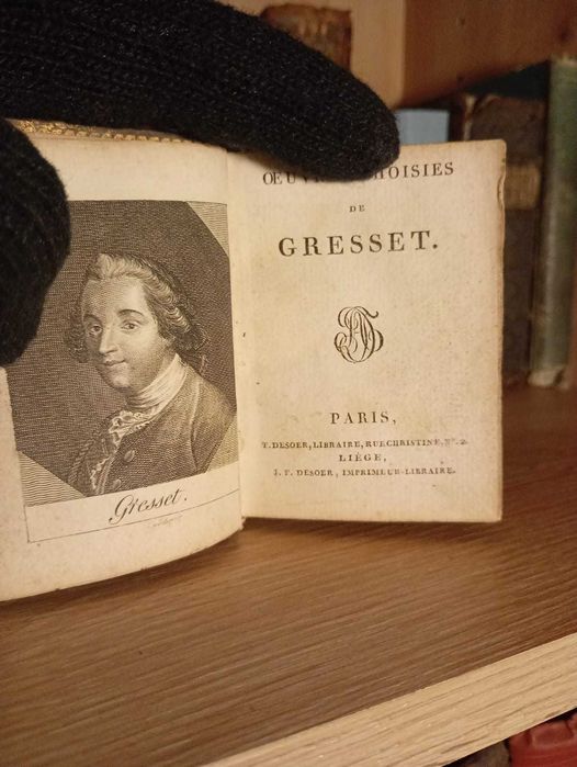 Starodruk XVIIIw. Miniatura Wybrane dzieła Gresseta - Rycina - Poezja