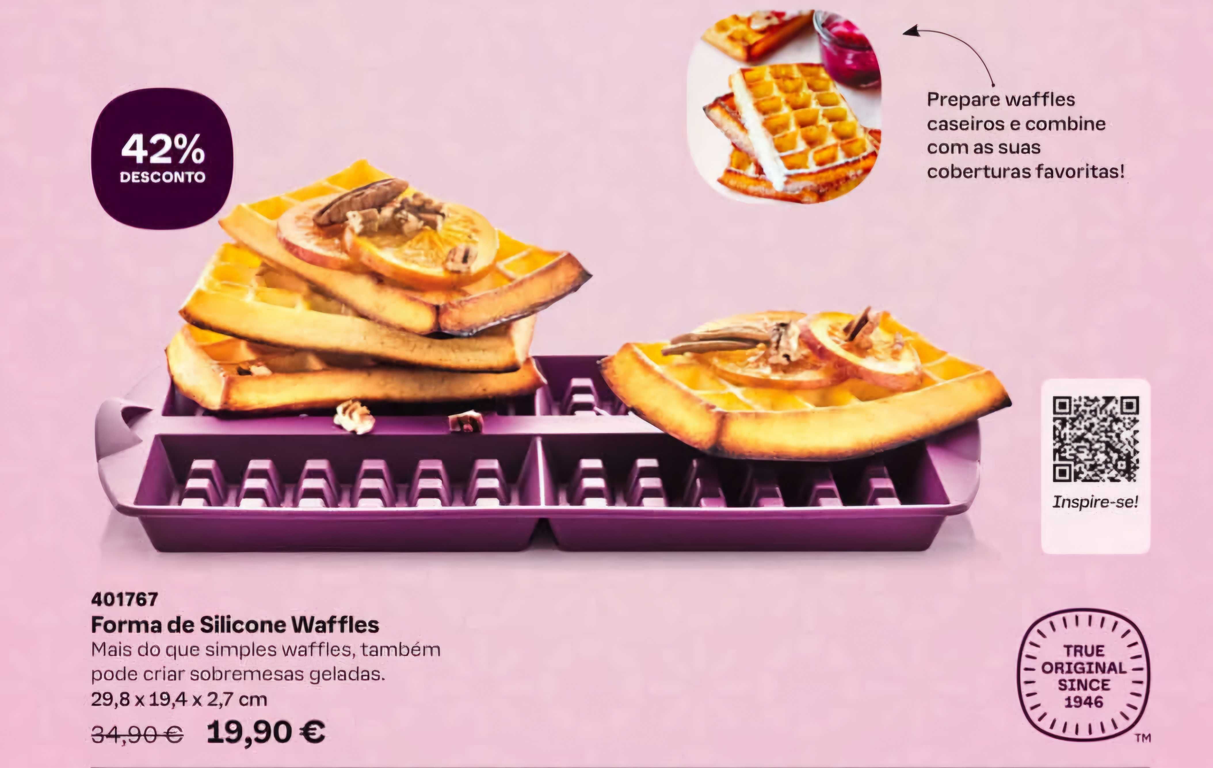 Forma de Silicone Waffles Tupperware Novo