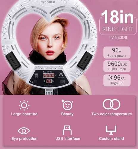 Profesjonalna Lampa pierścieniowa LED w kształcie serca, LCD, PILOT
