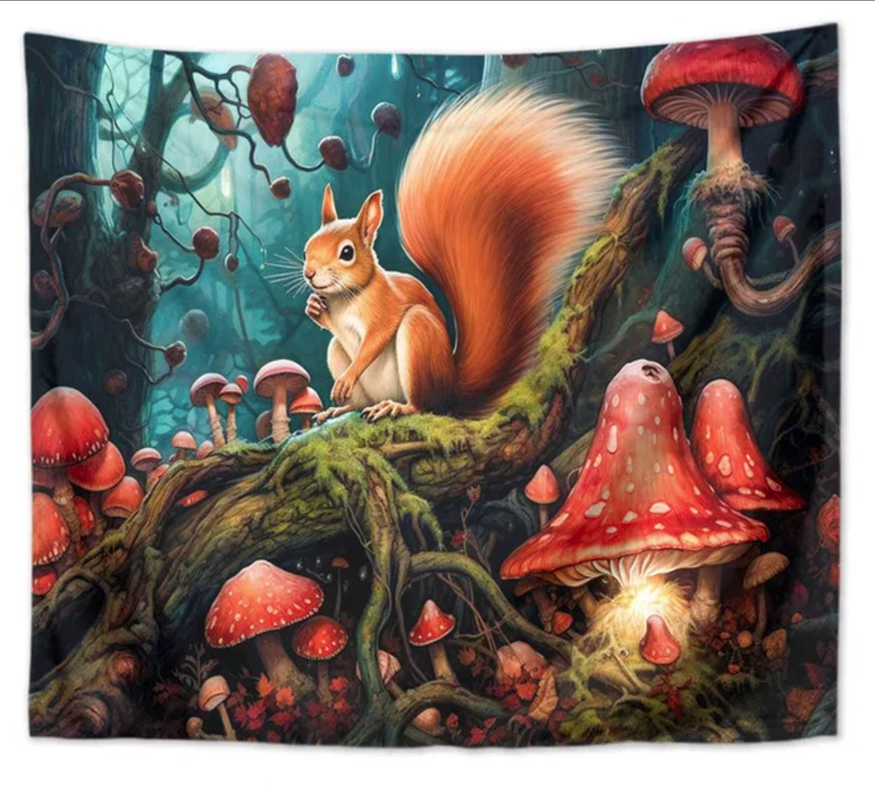 Narzuta/tkanina ścienna "Magiczny las", 92cm/72cm, nowa