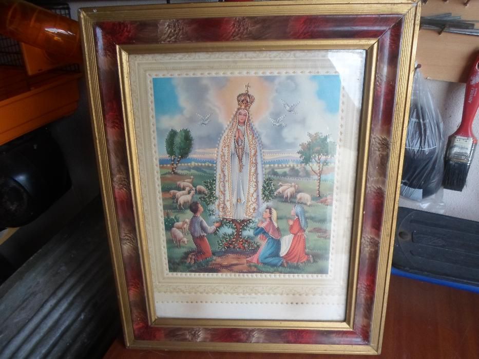 arte sacra quadro da Nossa Sra. de Fatima antigo