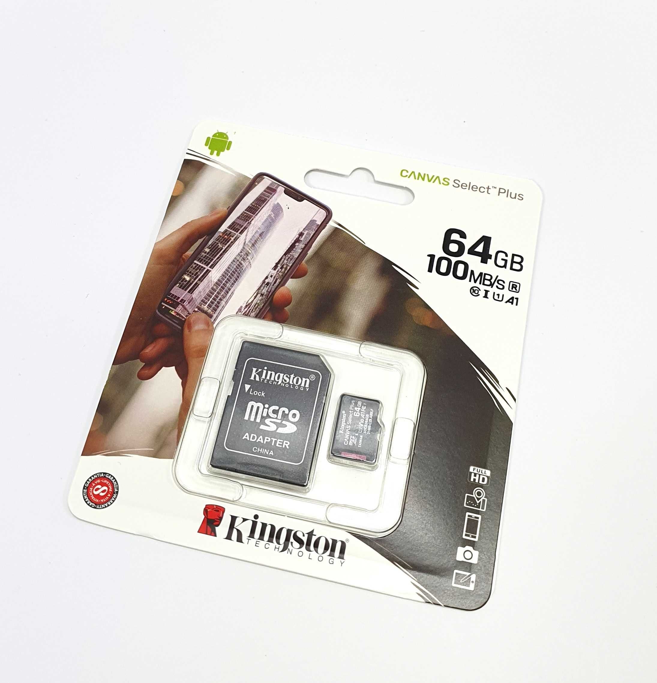 Karta Pamięci KINGSTON Canvas Select Plus MICROSDXC 64GB Z Adapterem