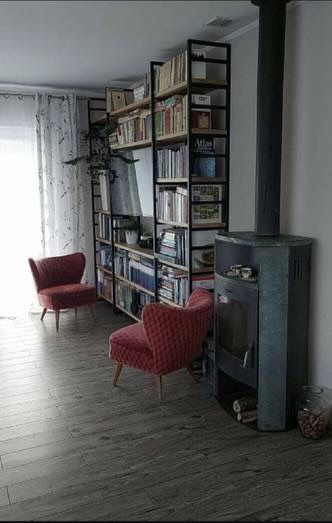 Regał loft nowoczesny stal drewno półka witryna biblioteczka