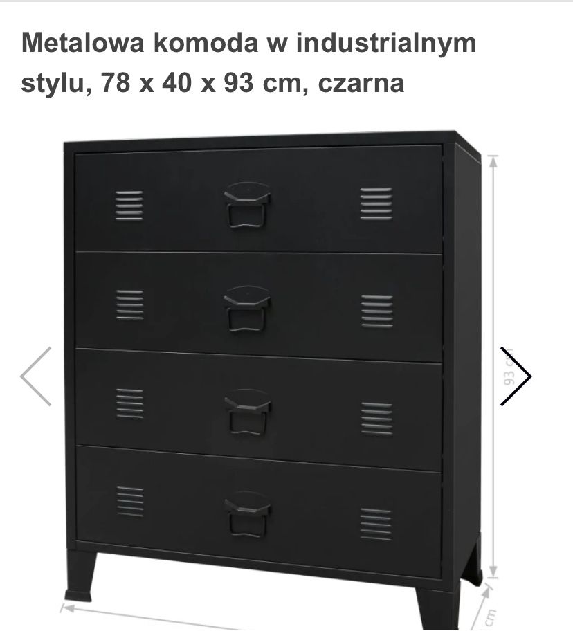 Zestaw mebli industrialne metalowe Loft Szafa Biurko Komoda VidaXL