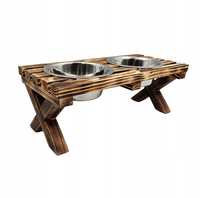Miski dla psa drewniany stojak z miskami o pojemności 2x900ml roz. M