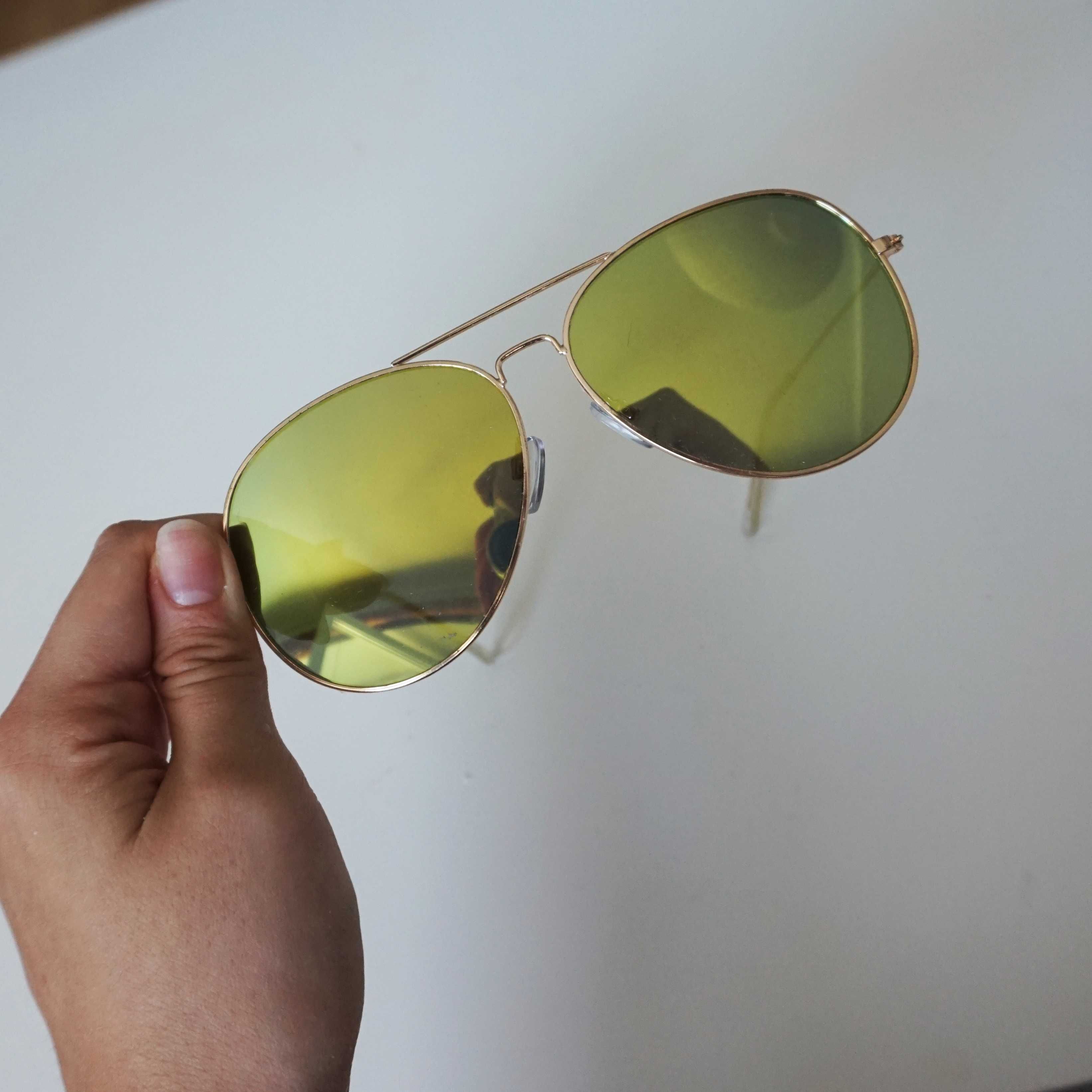 Żółte neonowe okulary przeciwsłoneczne lustrzanki lato wakacje