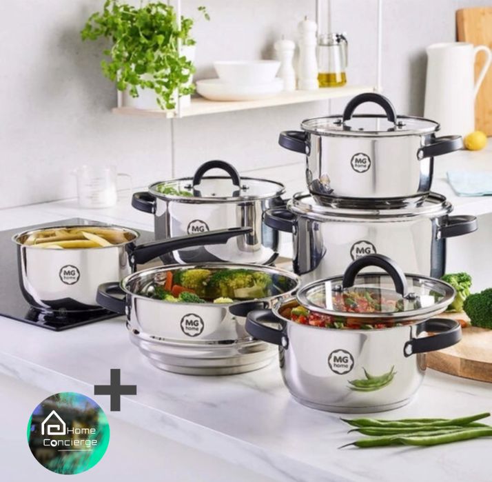 Zestaw garnków MG Home Black stal nierdzewna 10 elementów + rondel