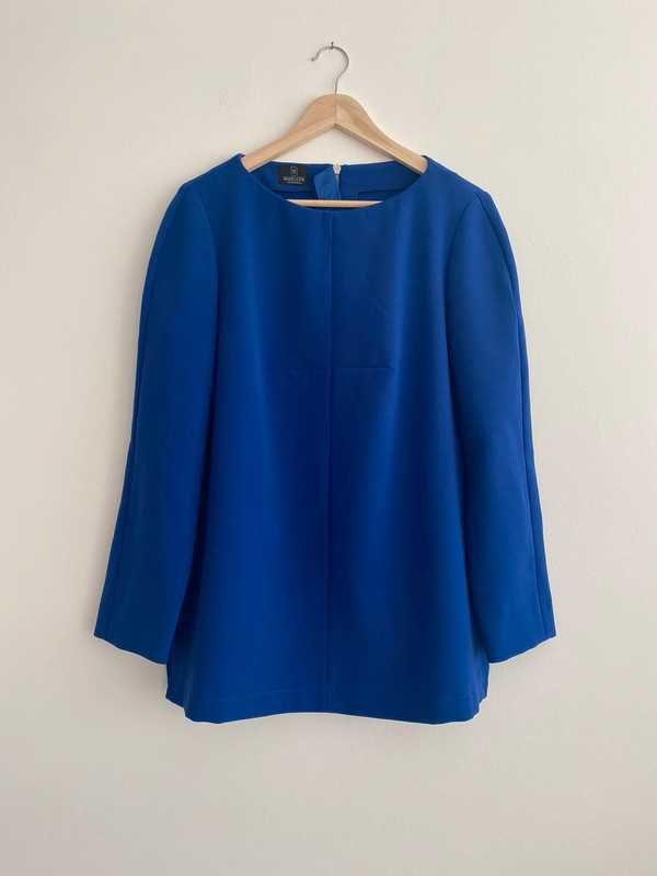 niebieska elegancka kobaltowa dłuższa bluzka plus size 46 XXXL