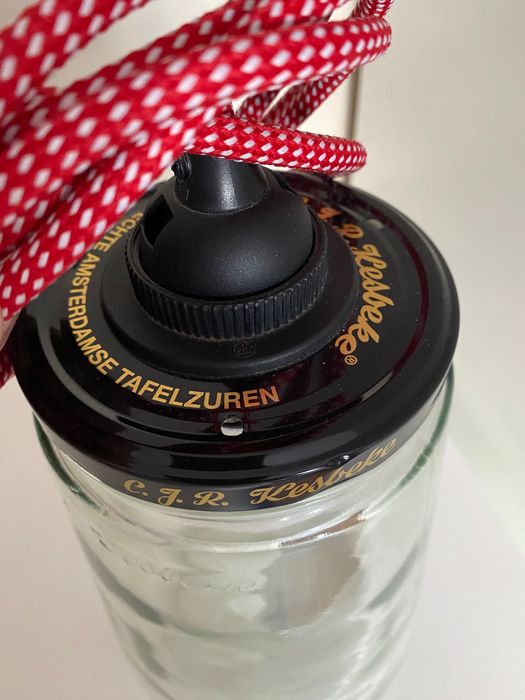 Candeeiro / lanterna com fio de tecido encarnado 25€€