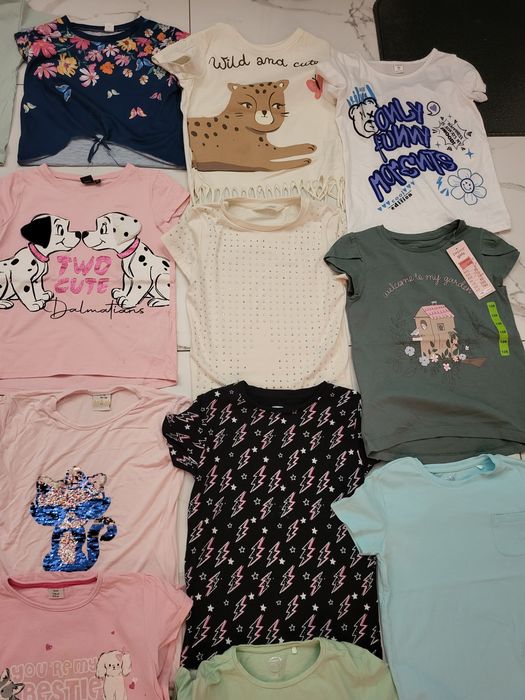 Zestaw/Koszulki krótki rękaw dla dziewczynki roz 129/134