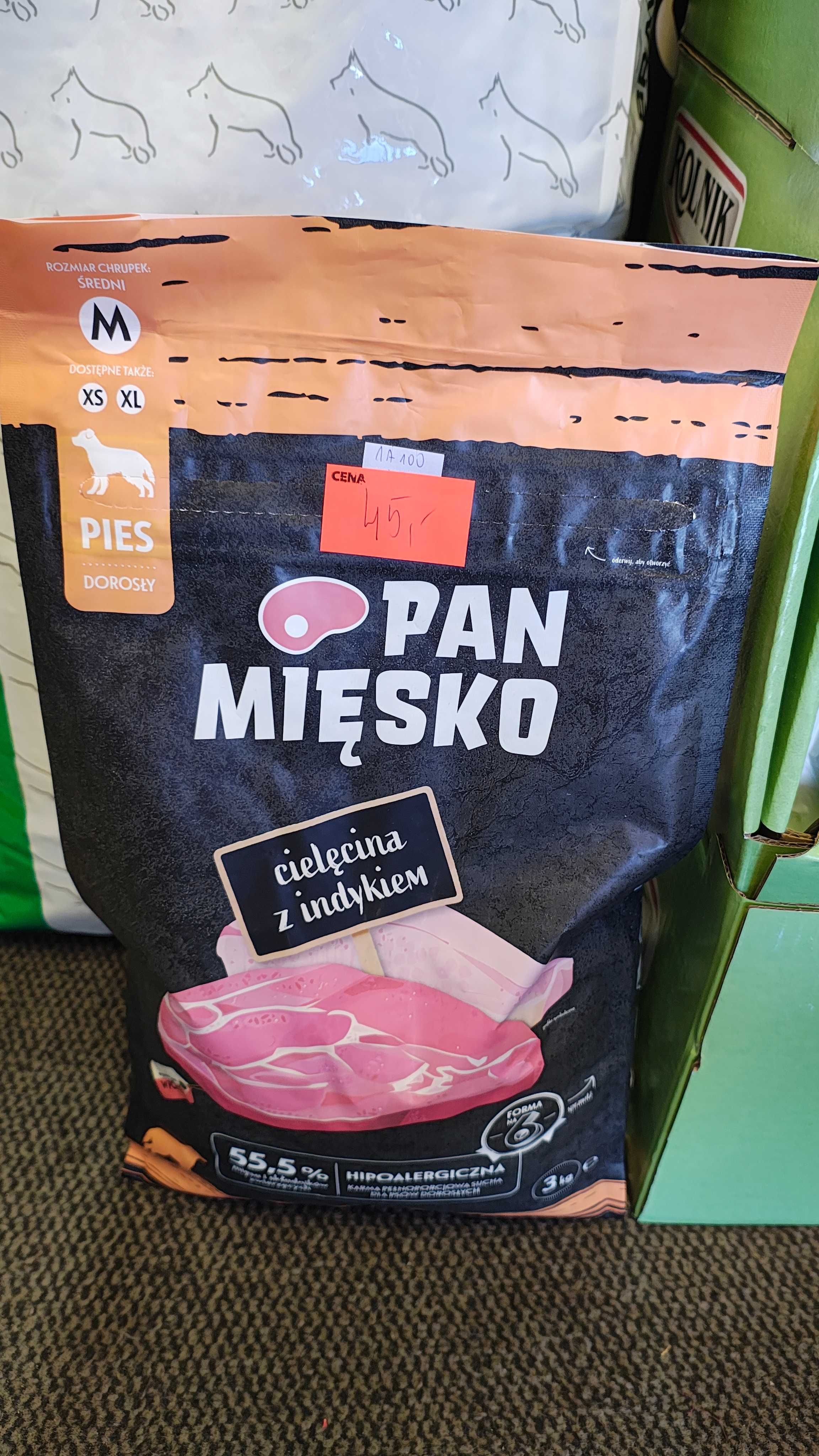 Karma dla psów sucha worek 3 kg PAN MIĘSKO karmy dla zwierząt