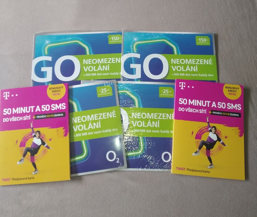 CZESKIE KARTY SIM AKTYWNE prepaid Anonimowe Startery  bez rejestracji