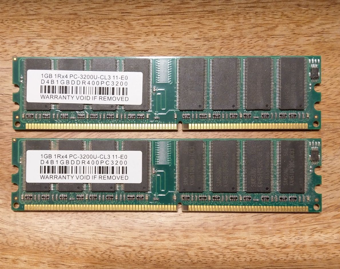 Memória RAM 2x1GB DDR400