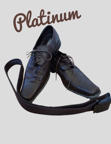Brązowe buty półbuty Platinum rozmiar 43 sznurowane obcas 3 cm wkładka