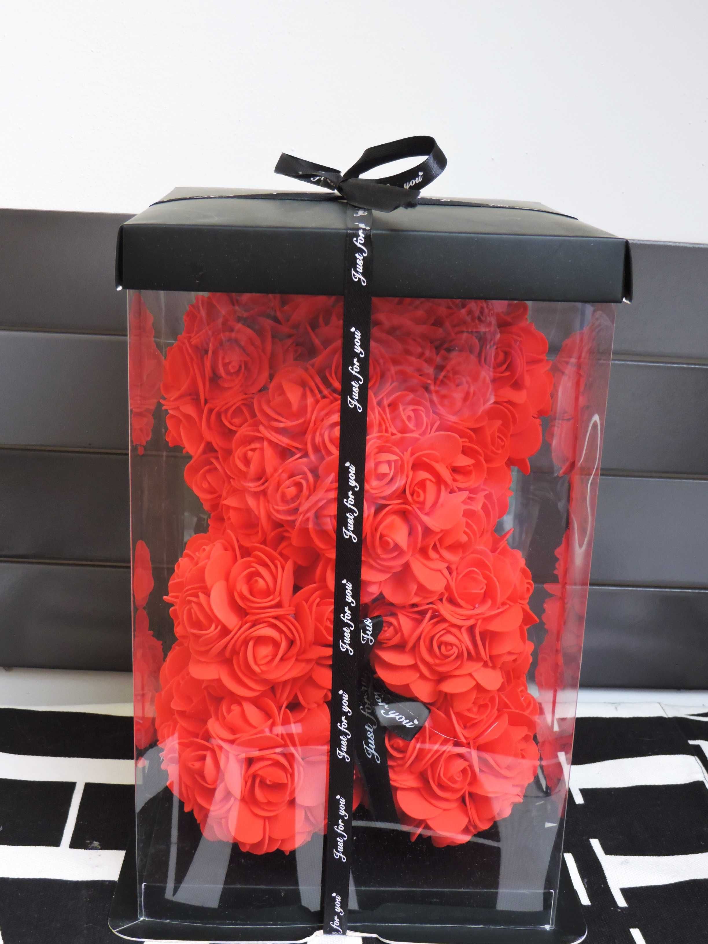 Miś z róż  XXLp Prezent Box Lampki  Wieczne róże