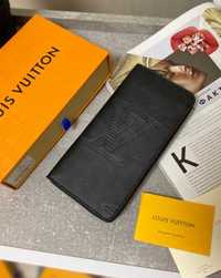 Кожаный органайзер Louis Vuitton черный кошелек Луи Виттон клатч k408
