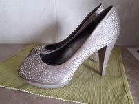 Buty r.39 szpilki czółenka, z kryształkami, wizytowe, do ślubu