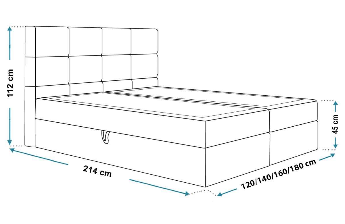 Łóżko kontynentalne BOX V 180 × 200 topper GRATIS!