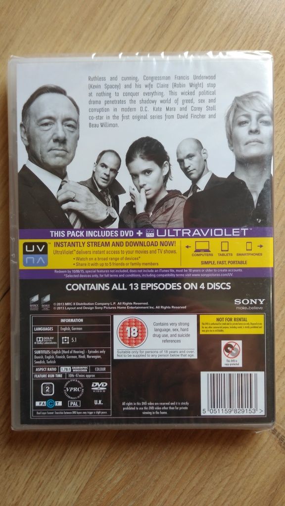 House of cards sezon 1 nowy; dvd prezent