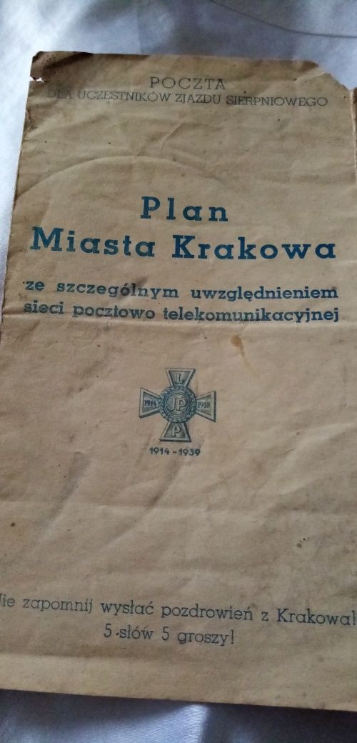 Unikat. Plan Krakowa z 1939r.Wydanie okolicznościowe.