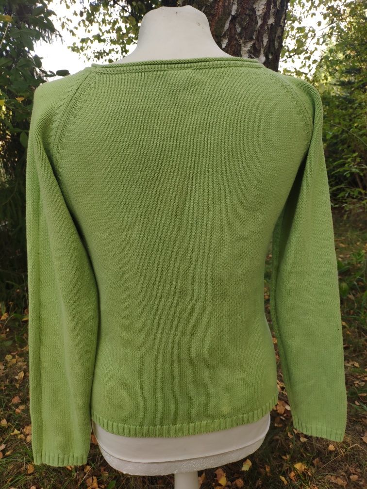 Zielona jasnozielona bluzka sweter dzianinowy bawełniany Camaieu S M