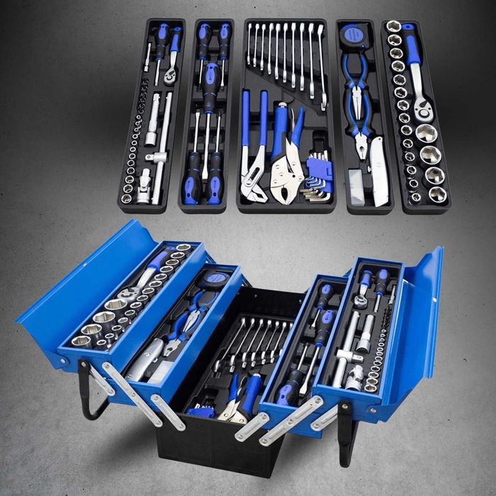 Zestaw Narzędzi Uniwersalny 85 el Klucze Szczypce Nasadki Skrzynka