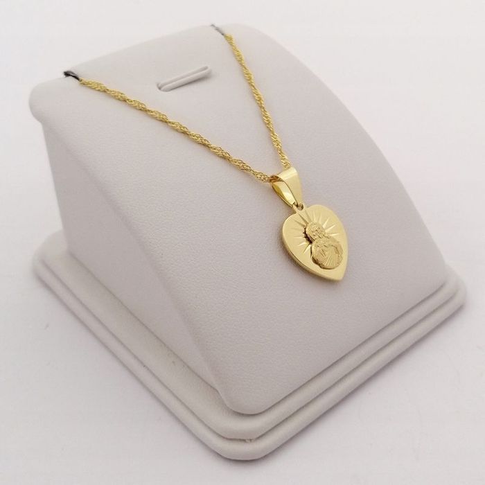 Złoty Łańcuszek + Medalik Serce Szkaplerz+grawer Gratis Prezent Na Chr