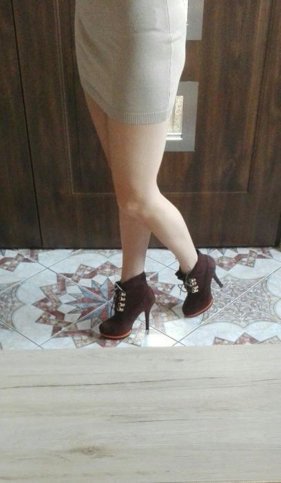 Botki brązowe roz 36 szpilka Jesień-Wiosna