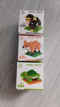 Klocki mini LEGO. Trzy zwierzątka i ciuchcia.