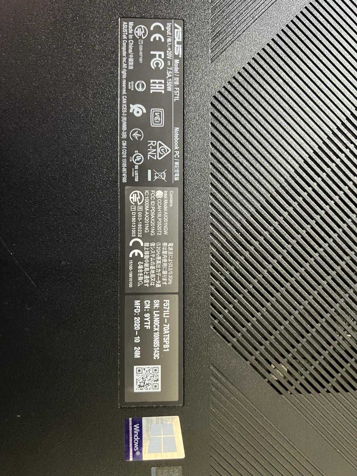 Portátil Gaming Asus VivoBook F571LI; 15,6'';Processador i7 10th GEN