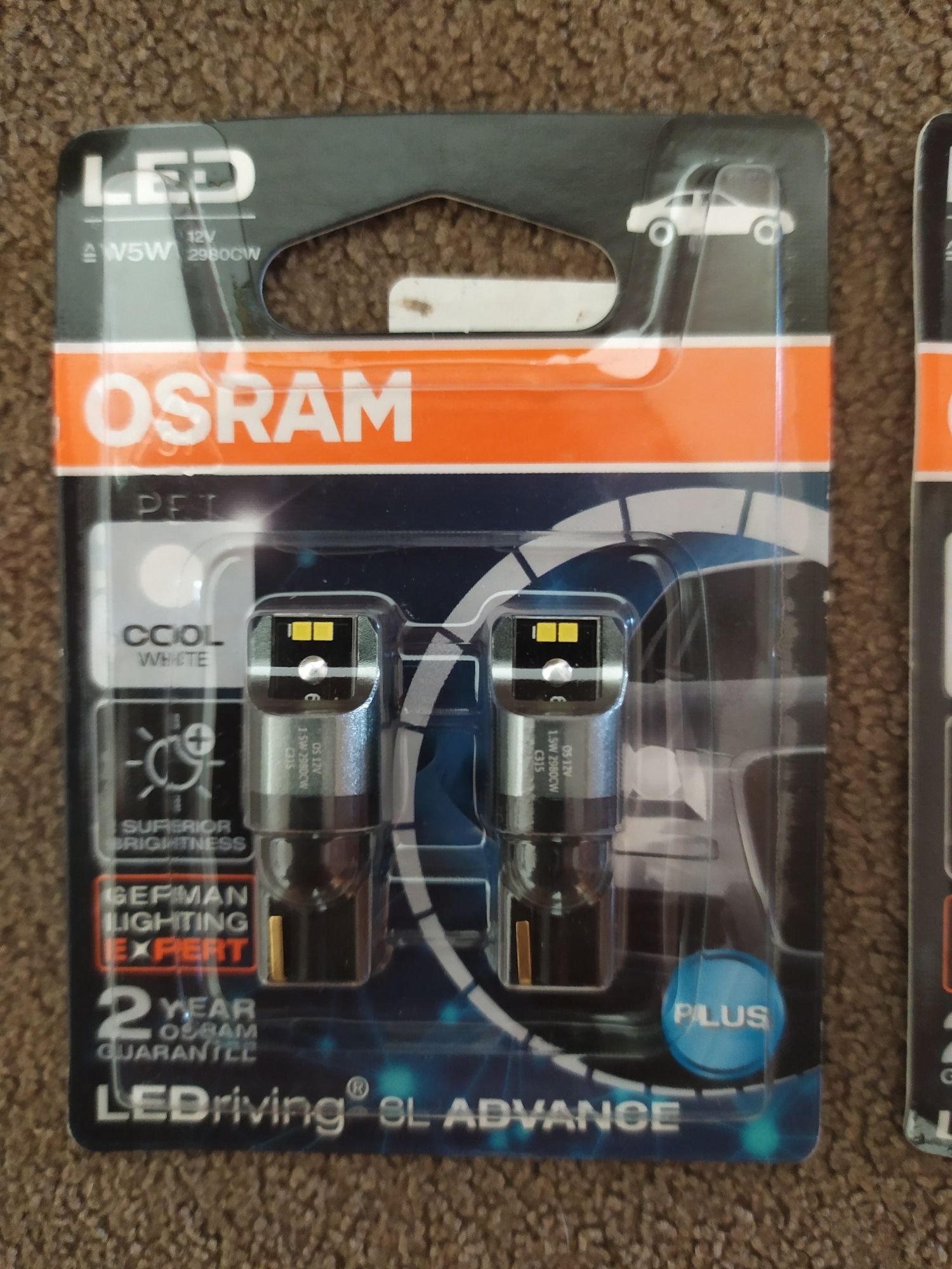 LED лампы OSRAM W5W T10. 6000K