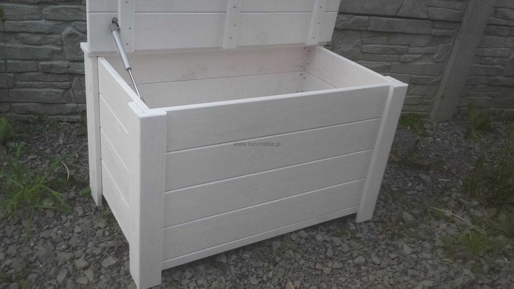 Skrzynia Kufer drewniany BIAŁA 80x40x50- pokój sypialnia taras balkon