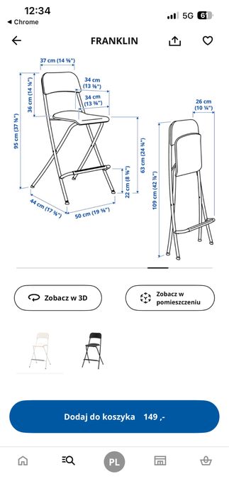 Taboret skladany Franklin Ikea