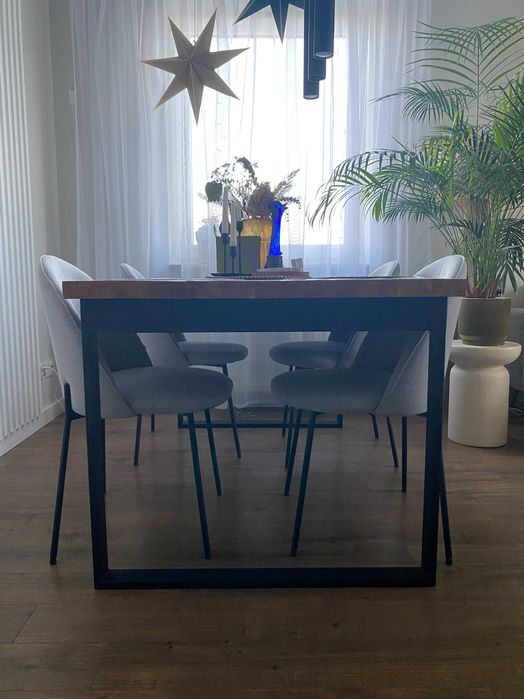 Stół lite drewno rozkładany loftowy mid century dębowy eklektyczny