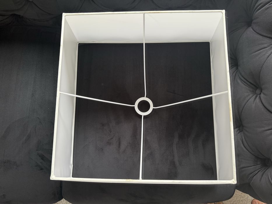 Biały duży stożkowy elegancki abażur J. Nowy 47cm x 36cm x 26cm