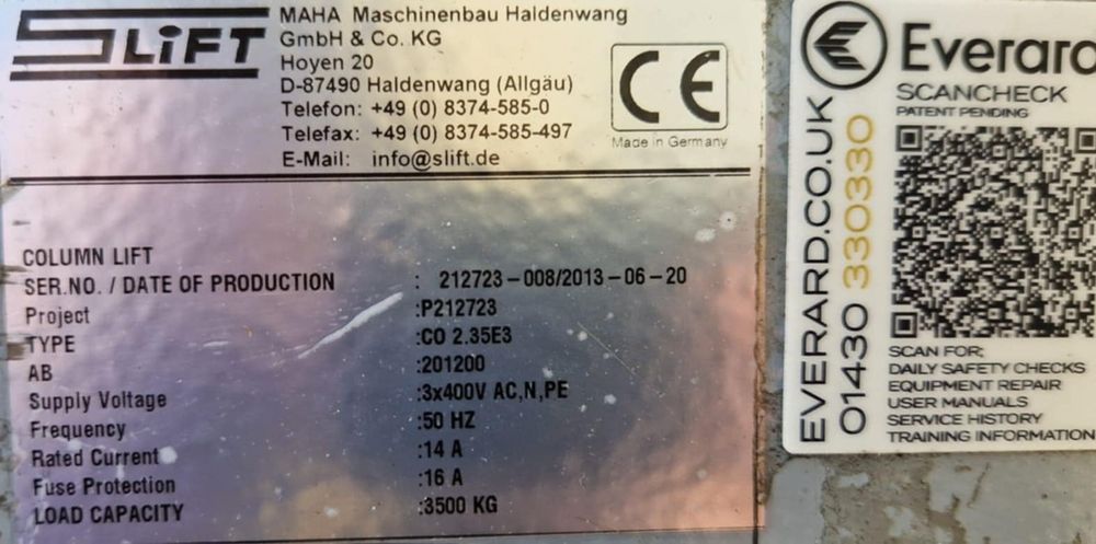 Podnośnik dwukolumnowy Maha 3.5t