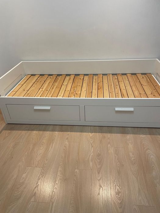 IKEA Brimnes rama leżanki z 2 szufladami, biały, 80x200