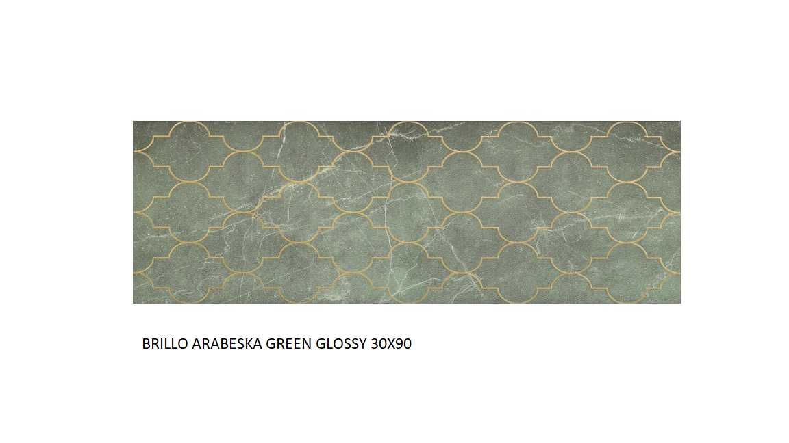 Płytki Brillo Arabeska Green Glossy 30x90