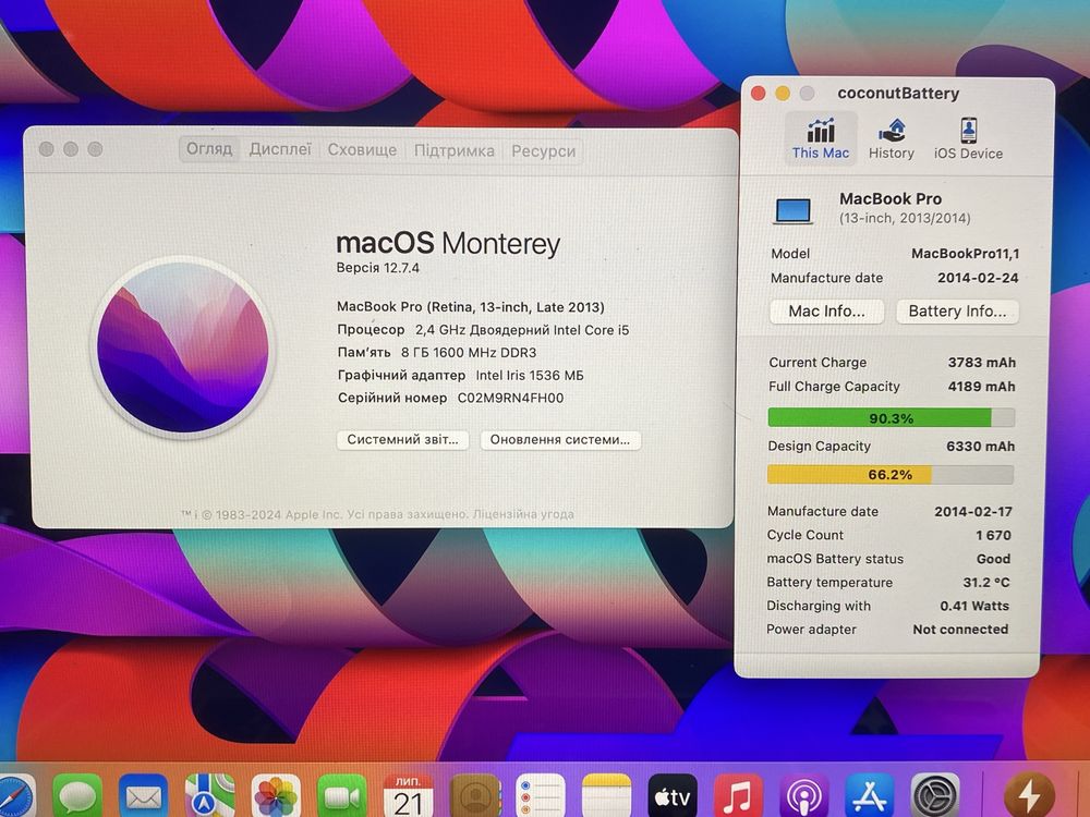 Apple MacBook Pro 13 retina 8/256 a1502 core i5 ноутбук