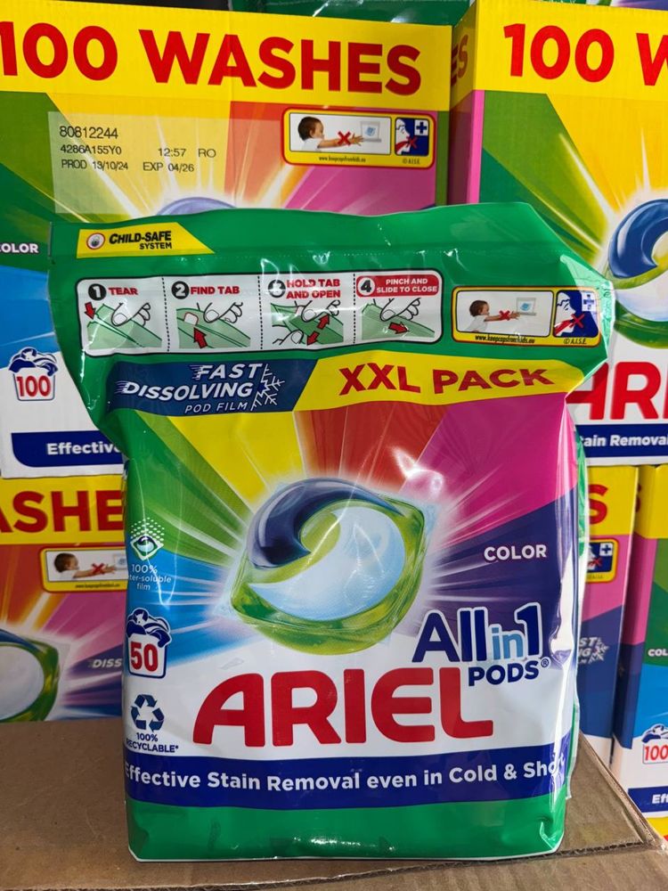 Капсулы для стирки Ariel 3в1 63шт а также россыпью