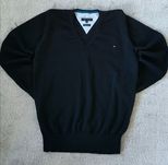 Męski, bawełniany sweter Tommy Hilfiger granatowy rozm XXL, V-neck,